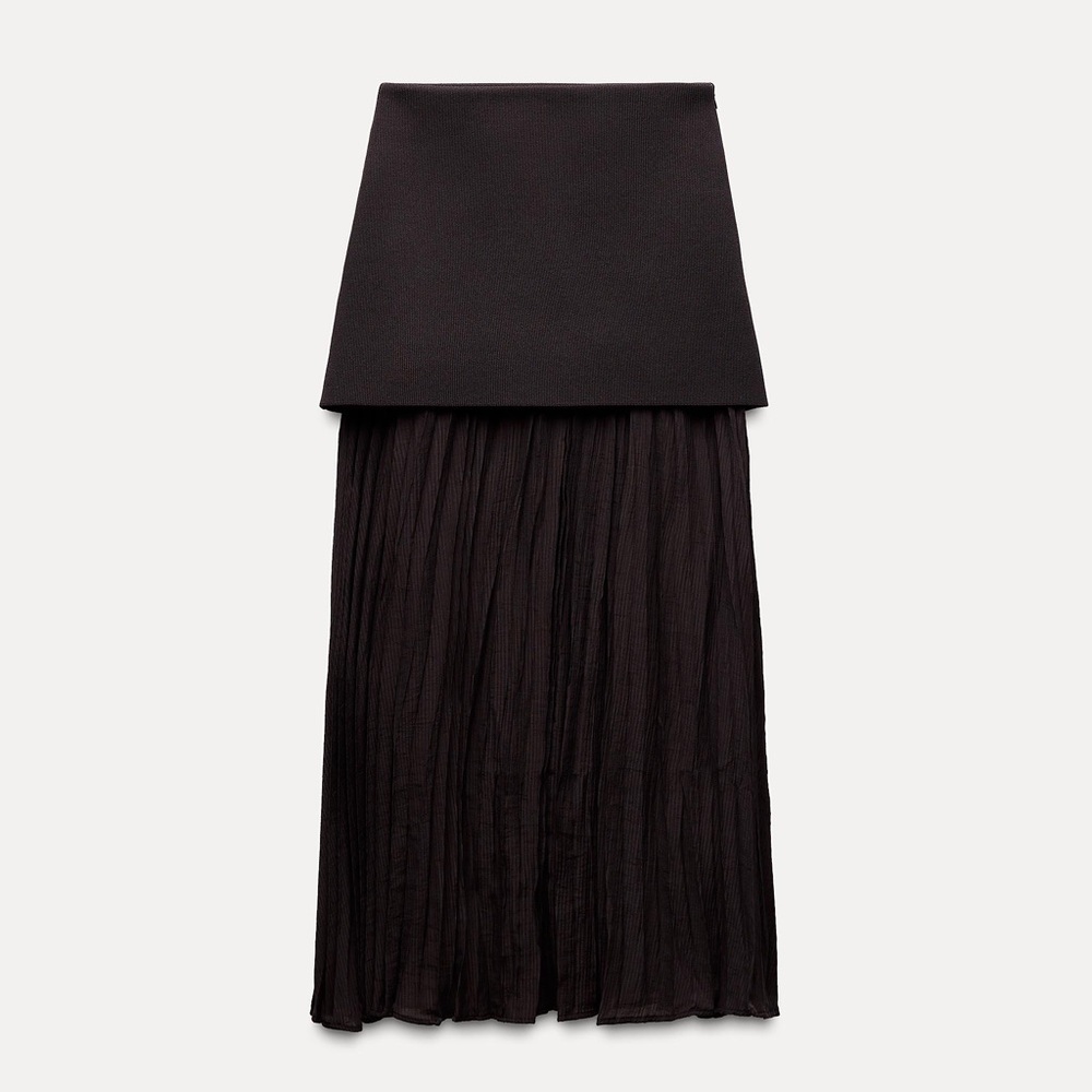 SOLD! Zara Mixed Pleated Skirt L - Picture 6 of 9